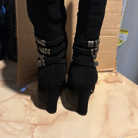 New Attitude, black suede like 3 inch knee length high heel boot - Picture 3 of 4